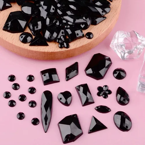 Miniatura 6 de 500 Piezas Diamantes de Imitación Acrílicos de Respaldo Plano para Coser, Gemas de Costura, Cristal Formas Mixtas, Cuentas de Costura, Decoraciones