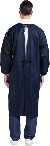 Miniatura 3 de Nanxson Delantal impermeable manga larga Smock Overoles delantal de trabajo para lavar platos, trabajo de laboratorio, aseo de perros, limpieza Azul