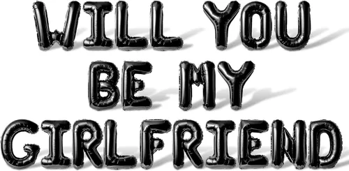 Globos de letras – WILL YOU BE MY GIRLFRIEND Letras del alfabeto de 16 pulgadas de aluminio Mylar globo de San Valentín (negro)