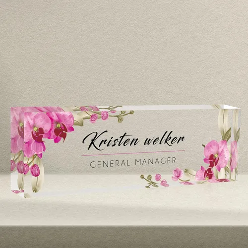 Miniatura 17 de Placa de nombre de escritorio personalizada, placa de nombre de acrílico de margarita africana de alta calidad, placa de nombre personalizada