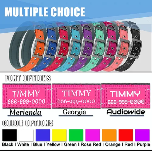 Miniatura 5 de Collares de perro personalizados con nombre de mascota y número de teléfono, acolchado de neopreno suave, collar de perro grueso y fuerte, collar
