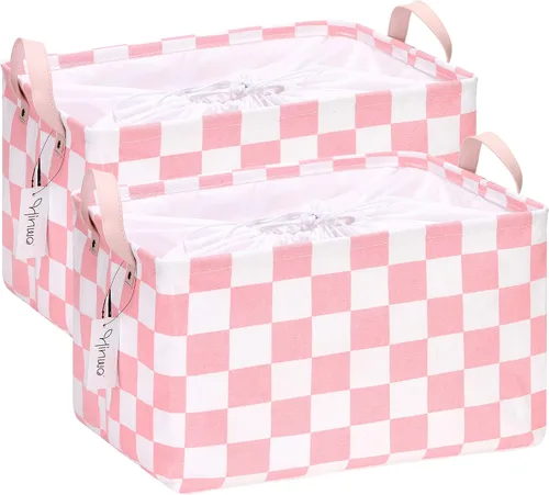 Miniatura 18 de Hinwo Paquete de 3 cubos organizadores cúbicos, cestas de almacenamiento de tela de lona con asas, contenedores de almacenamiento cuadrados