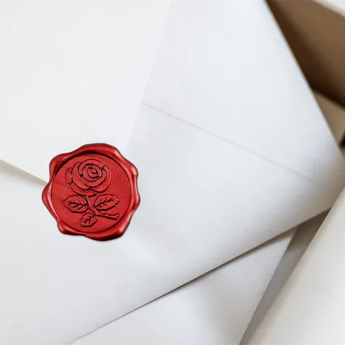 Miniatura 2 de Adhesivos de cera adhesiva de rosa, 25 unidades, prefabricadas con cera de sellado real (perla roja)