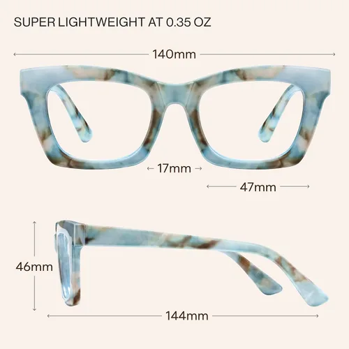 Miniatura 6 de CCVOO Lentes de lectura elegantes para mujer, anteojos elegantes, lectores de luz azul, tramposos Negro + Transparente + Menta Marbel +