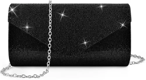Miniatura 12 de PACETAP Bolsos de mano con diamantes de imitación para mujer, bolsos de noche con purpurina brillante para fiesta de los años 20, boda, compromiso