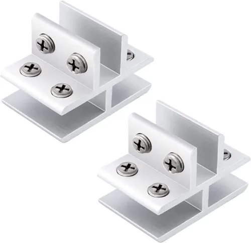 Miniatura 18 de INCREWAY Abrazadera de vidrio, paquete de 4 soportes ajustables de aleación de aluminio de doble cara para estante de vidrio, soporte de abrazadera