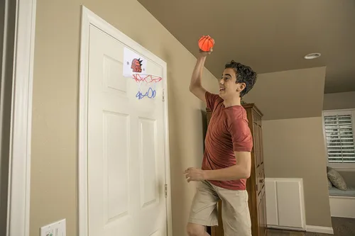 Miniatura 8 de Mini aro de baloncesto para puerta – Aro de baloncesto interior sin taladros para niños, aro de baloncesto pequeño portátil