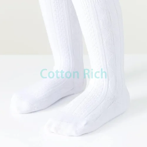 Miniatura 10 de Mini angel Calcetines altos hasta la rodilla para bebé, calcetines largos de punto trenzado, calcetines de algodón sin costuras, para recién 5 pares