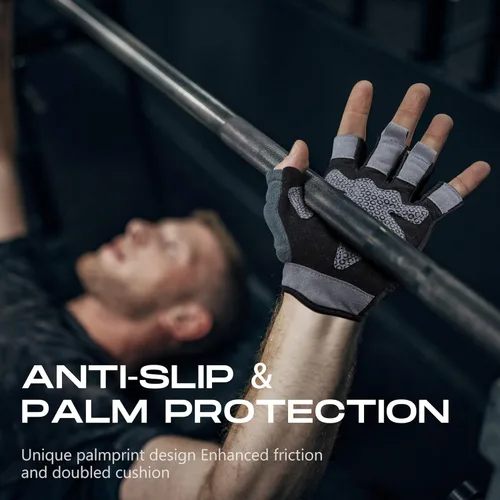 Miniatura 7 de LIFECT Essential - Guantes de entrenamiento transpirables, guantes de levantamiento de pesas sin dedos con parte trasera abierta curvada, para Negro