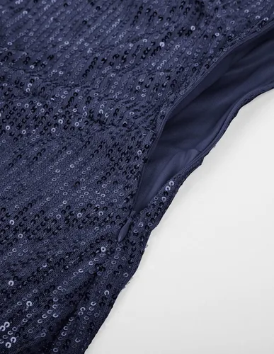 Miniatura 6 de GRACE KARIN Vestido de lentejuelas para mujer, con purpurina brillante, un hombro, vestido de fiesta, club, dobladillo cruzado, vestidos de cóctel