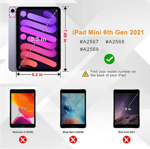 Miniatura 2 de Funda para Niños para iPad mini 7 (A17 Pro) 2024/iPad Mini6 2021, Peso Ligero Resistente/A Prueba de Golpes/A Prueba de Caídas con Asa/Soporte