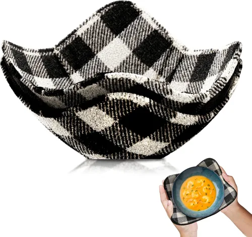 Miniatura 2 de Juego de 2 almohadillas calientes rojas para microondas, soportes para ollas, acogedores para alimentos, Ooma, ramen o tazón de sopa acogedor