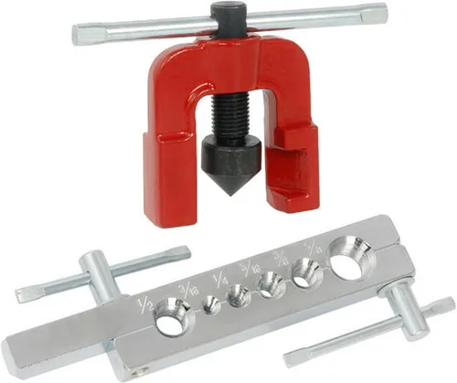 Kit de herramientas de abocinación para línea de freno y herramienta de tubería de latón, tubo de tubería 6 troqueles de 3/16"-5/8", para reparación