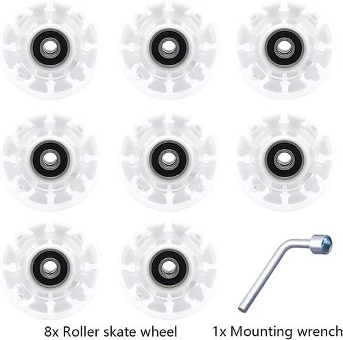 Miniatura 4 de Paquete de 8 ruedas de patinaje iluminado, ruedas LED de dureza 78A con rodamientos ABEC-9 de primera calidad, accesorios iluminadores para patines