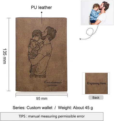 Miniatura 4 de Gemszoo Cartera personalizada con foto personalizada de cuero para hombres padre, Style 5