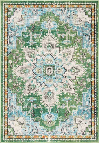 Miniatura 97 de Safavieh Madison Collection (MAD473M) Tapete redondo de 4 pies, azul y azul claro, diseño chic y bohemio desgastado de medallón, no pierde fibras