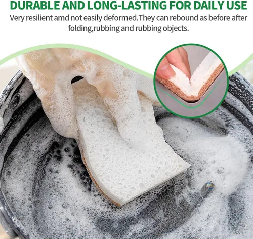 Miniatura 7 de Esponjas de cocina naturales biodegradables a base de plantas, esponja compostable de celulosa con fibra de coco, esponja de limpieza sin rayones