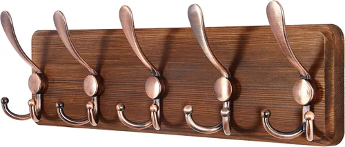 Miniatura 11 de SKOLOO Perchero de pared montado en la pared de estilo rústico: Perchero de pared de pino de madera auténtica de 40,6 cm de orificio a orificio