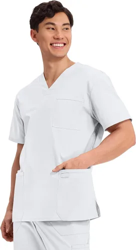 Miniatura 84 de Cherokee WW Professionals WW695 - Camisa de uniforme sanitario para hombre, con cuello en V