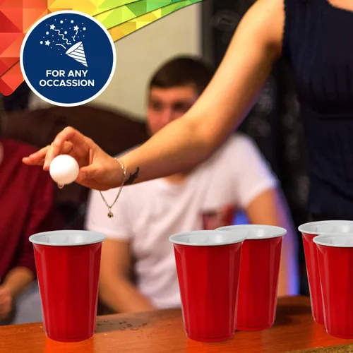 Miniatura 3 de PAMI Vasos de plástico rojos Easy Grip para fiestas [Paquete de 50] – Vasos desechables de 18 onzas – Vasos de plástico para té helado, batidos