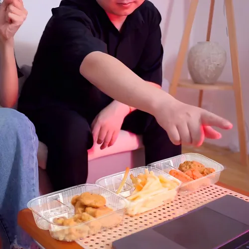 Miniatura 5 de 25 bandejas desechables para nachos, recipientes de plástico de 12 onzas con soporte para chips y salsa, 6 x 5 pulgadas, 2 compartimentos, bandejas