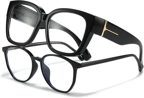 LVIOE Lentes con filtro de luz azul para mujeres y hombres, anteojos de bloqueo de luz azul de gran tamaño para llevar sobre anteojos LB7511