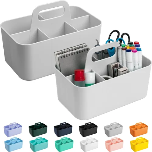 Tiawudi Paquete de 2 Organizadores Caddy con Asa, Caddy de Plástico Portátil, Organización de Almacenamiento para Limpieza, Baño, Maquillaje, Arte,