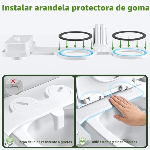 Miniatura 3 de SAMODRA Accesorio de bidé, accesorio para asiento de inodoro de agua fría no eléctrico con controles de presión, boquillas dobles retráctiles Blanco