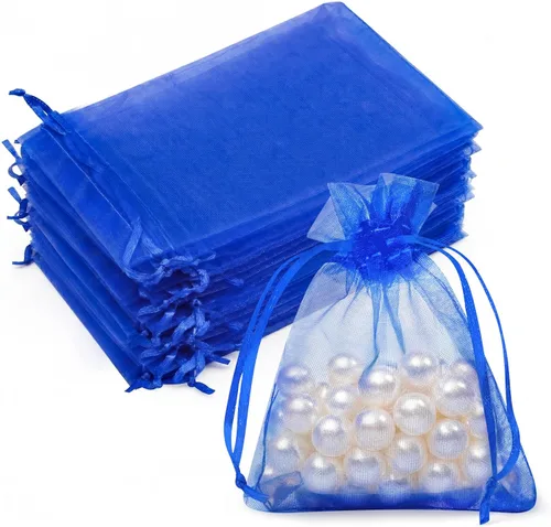 Miniatura 21 de Bolsas de organza de 3x4 pulgadas, 50 paquetes de pequeñas bolsas de regalo de malla con cordón, bolsas de muestra para fiesta, boda, baby shower