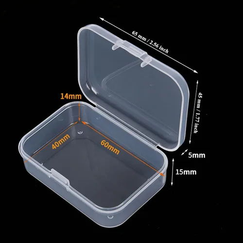 Miniatura 2 de 100 unidades de cajas de almacenamiento rectangulares mini de plástico transparente con tapa con bisagras para cuentas y otros artículos pequeños