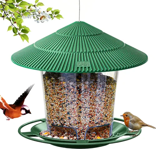 Miniatura 12 de Hanizi Comedero para pájaros colgante al aire libre para semillas de aves silvestres, marrón