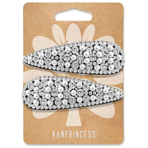 Miniatura 7 de KANPRINCESS Pinza para el pelo, 2 piezas de diamantes de imitación de 2.4 pulgadas, color plateado, pasadores de pelo para mujeres y niñas, novia