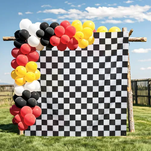 Miniatura 8 de Chrorine Fondo a cuadros blanco y negro de 6.6 x 6.6 pies, decoración de fiesta de cumpleaños, decoración de fiesta de cumpleaños, un amigo feliz