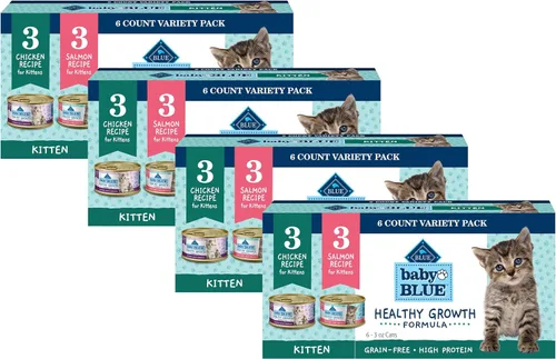 Miniatura 14 de Blue Buffalo Baby Blue - Alimento húmedo natural sin granos para gatitos, fórmula de crecimiento saludable con DHA, paté de pollo alto en proteínas