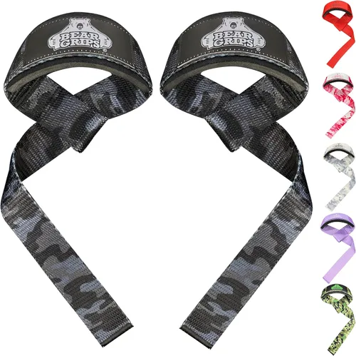 Miniatura 9 de Bear Grips Correas de levantamiento - Correas de gimnasio y levantamiento de pesas para hombres y mujeres, soporte de peso muerto, 2 pares