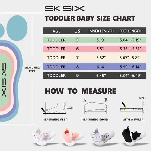 Miniatura 2 de SK SIX Wide Toddler Shoes - Baby Sock Shoes,Baby Walking Shoes,Infant Boys Girls Breathable Kids Safty House Slippers Non-Slip Slip on Barefoot