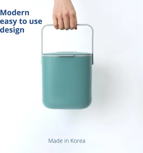 Miniatura 6 de BLUE GINKGO - Basurero de cocina [2.6L / 0.69 GAL] – Cubo de desperdicios de alimentos sin filtro, hermético a olores, para encimera, con asas Verde