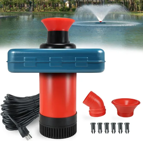 Aireador de fuente de estanque 1HP, 750 W, 15000 GPH, 110 V-120 V, bomba de fuente de agua flotante con cable de alimentación de 100 pies, color Rojo