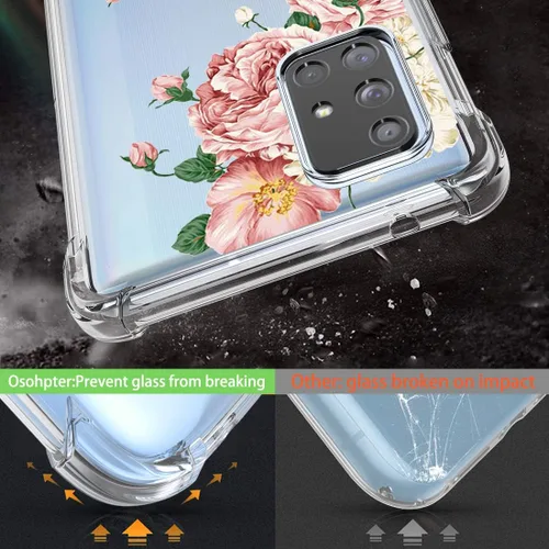 Miniatura 3 de Osophter Funda para Samsung Galaxy A71 5G (no para Verizon A71 5G UW), diseño floral de flores para niñas y mujeres, absorción de golpes, flexible