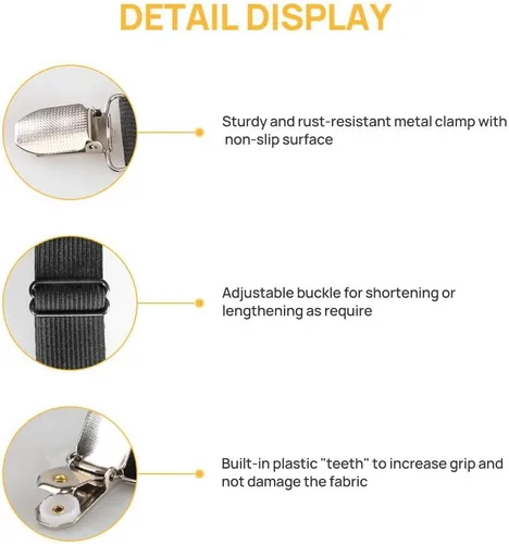 Miniatura 5 de FGY Correas de sábanas ajustables con clips de metal para ropa de cama de mantel