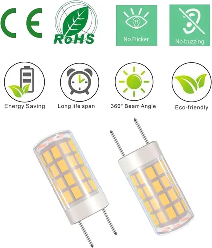 Miniatura 4 de Bombilla LED GY6.35 GY6.35 con base bipin T4 JC tipo 4W, bombilla LED halógena de 40 W, equivalente a bombillas halógenas AC110V/120V/130V (no 12V)