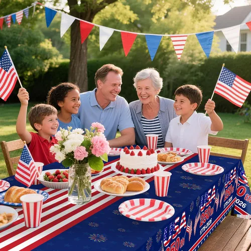 Miniatura 6 de Kelool Decoraciones del 250 aniversario de Estados Unidos, paquete de 3 manteles patrióticos de 54 x 108 pulgadas, mantel rectangular desechable