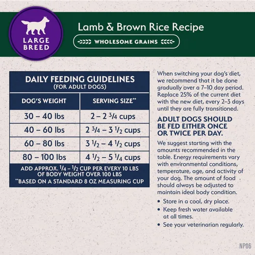 Miniatura 9 de Natural Balance - Comida seca para perros de raza grande con ingredientes limitados, fórmula de granos saludables, cordero y arroz moreno, 12 libras