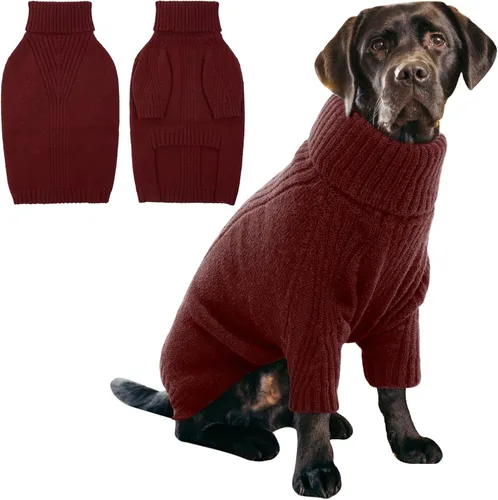 Miniatura 48 de IECOii Suéter extragrande para perro, suéteres térmicos cálidos para perros de raza gigante, ropa de punto, cuello alto de invierno, elástica