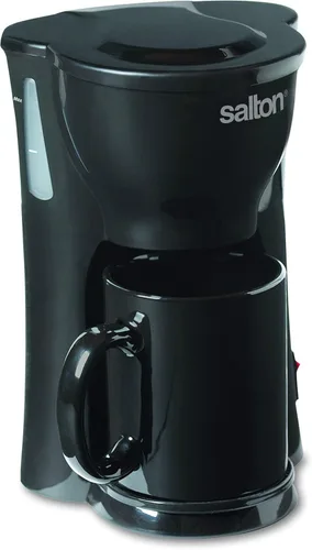 Salton Mini cafetera compacta de goteo de 1 taza con filtro de malla reutilizable para granos de café, se adapta a una variedad de tamaños de taza,
