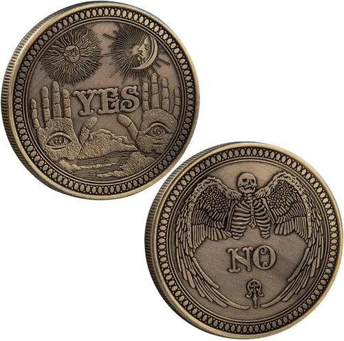 Miniatura 2 de Moneda de Desafío, Moneda de adivinación sí, no (bronce)