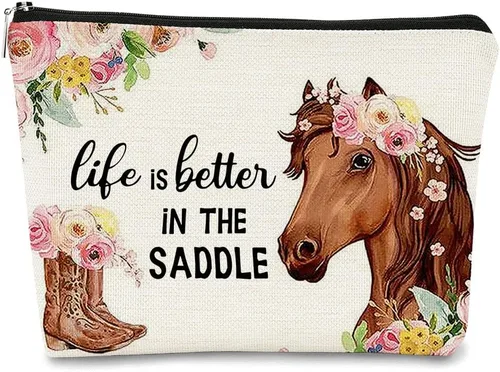 Miniatura 11 de BARPER Bolsa de maquillaje Hey Girl Horse con gafas de sol Hey Farm Flowers bolsa cosmética bolsa de maquillaje mejor idea de regalo para amantes