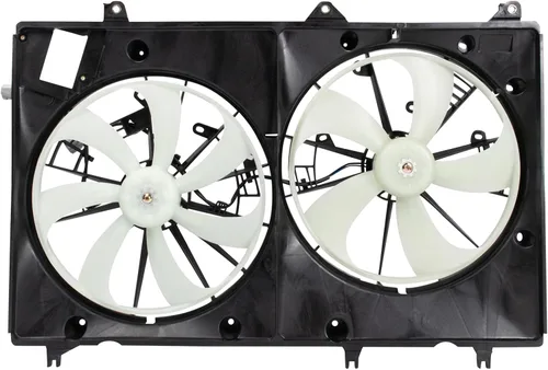 TRQ Conjunto de ventilador de refrigeración dual del radiador compatible con Toyota Highlander 2008-2013 TO3115155