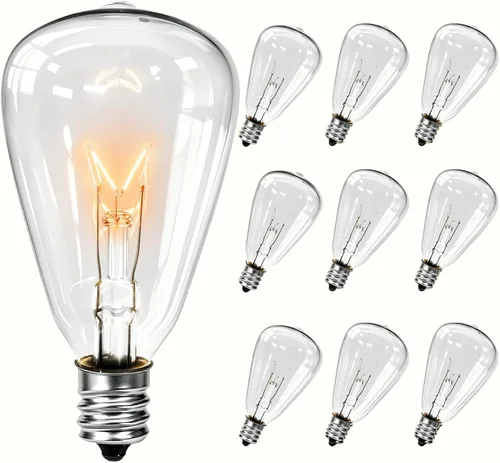 Miniatura 10 de Paquete de 25 Bombillas de Repuesto C7 Transparentes, Bombillas de Luz de Vela C7 para Exteriores, Luz de Vela Nocturna para Decoración de Patio