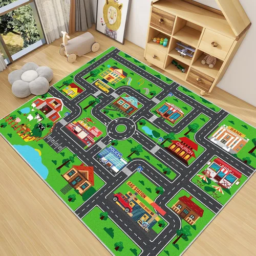 Miniatura 11 de Alfombra de juegos para niños, alfombra de juegos con tráfico de vida urbana, alfombra de juegos para niños, alfombra de juego educativo para niños